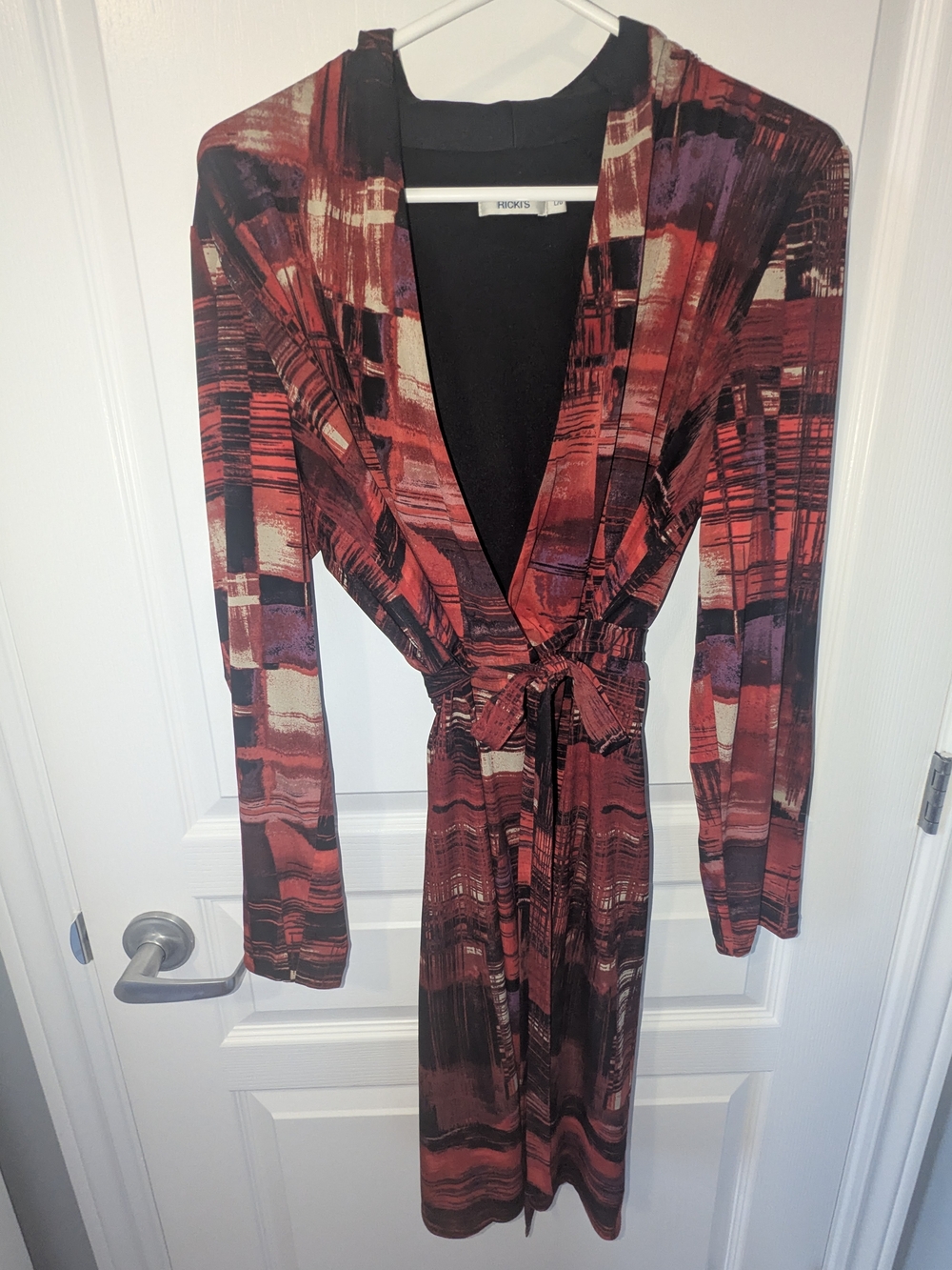 Ricki's Red Patterned Wrap Dress, Sz L